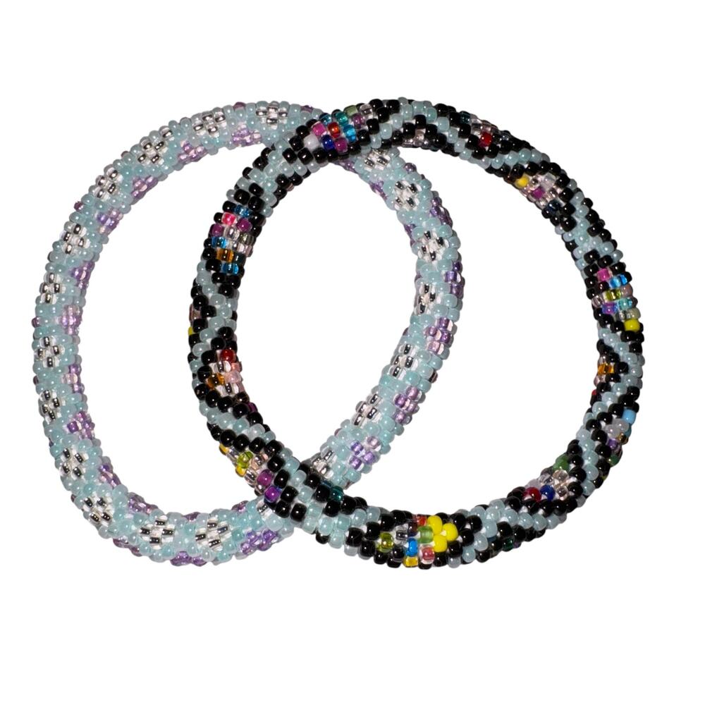 Set of 2 Sashka Co Hand Crafted Glass Bead Bracelets
